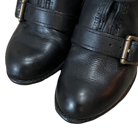 Fossil Leather Stacked Wooden Wedge Boots - Picture 6 of 11